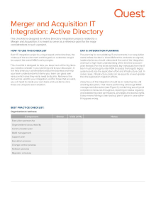 M&A IT Integration Checklist: Active Directory