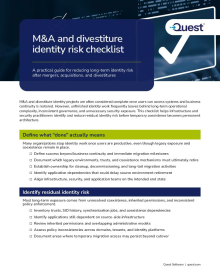 Merger Acquisition and Divestiture Identity Risk Checklist
