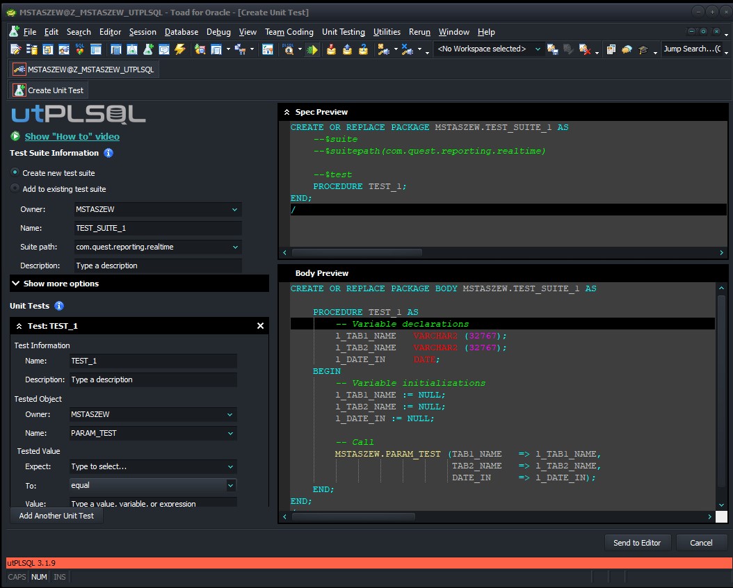 utPLSQL Unit Test