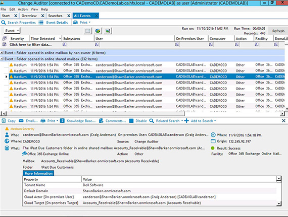 Software de auditoria do Exchange