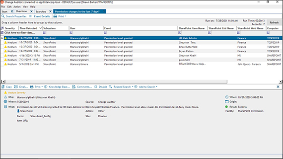 Manage SharePoint audit reports with Change Auditor for SharePoint