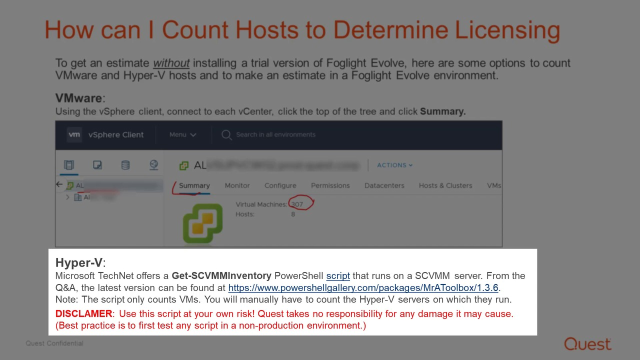 Counting hosts to determine licensing with Foglight Evolve