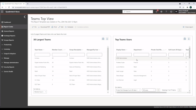 Getting started with reporting in Quadrotech Nova