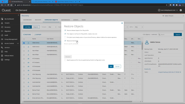 How to restore a hard-deleted object with On Demand Recovery