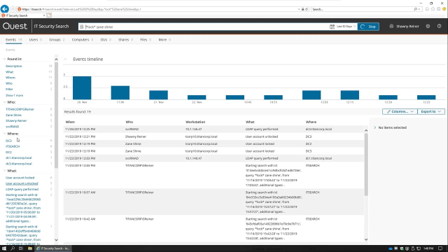 Investigating account lockouts with IT Security Search