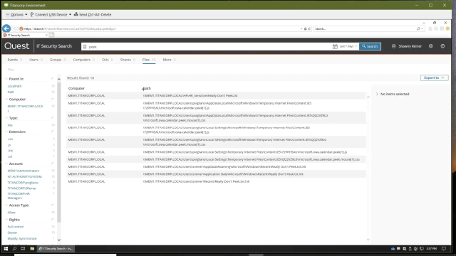 Investigating changes made via nested group access with IT Security Search