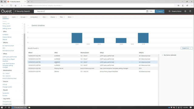 Investigating GPO changes with IT Security Search