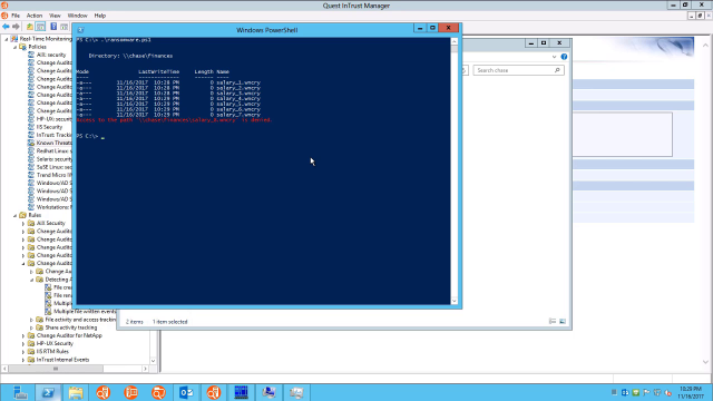 Ransomware attack mitigation with InTrust and Change Auditor