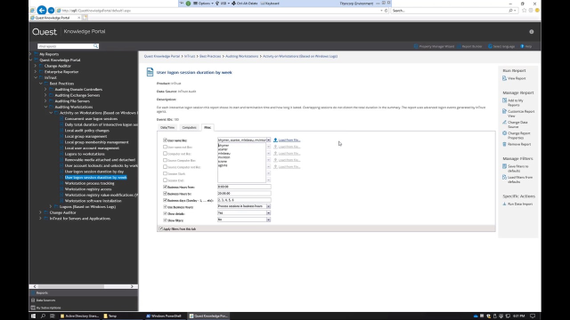 User logon session auditing with Quest InTrust